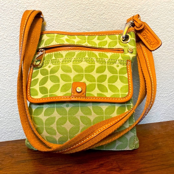 Fossil Bags Fossil Key Olive Green Canvas Leather Crossbody